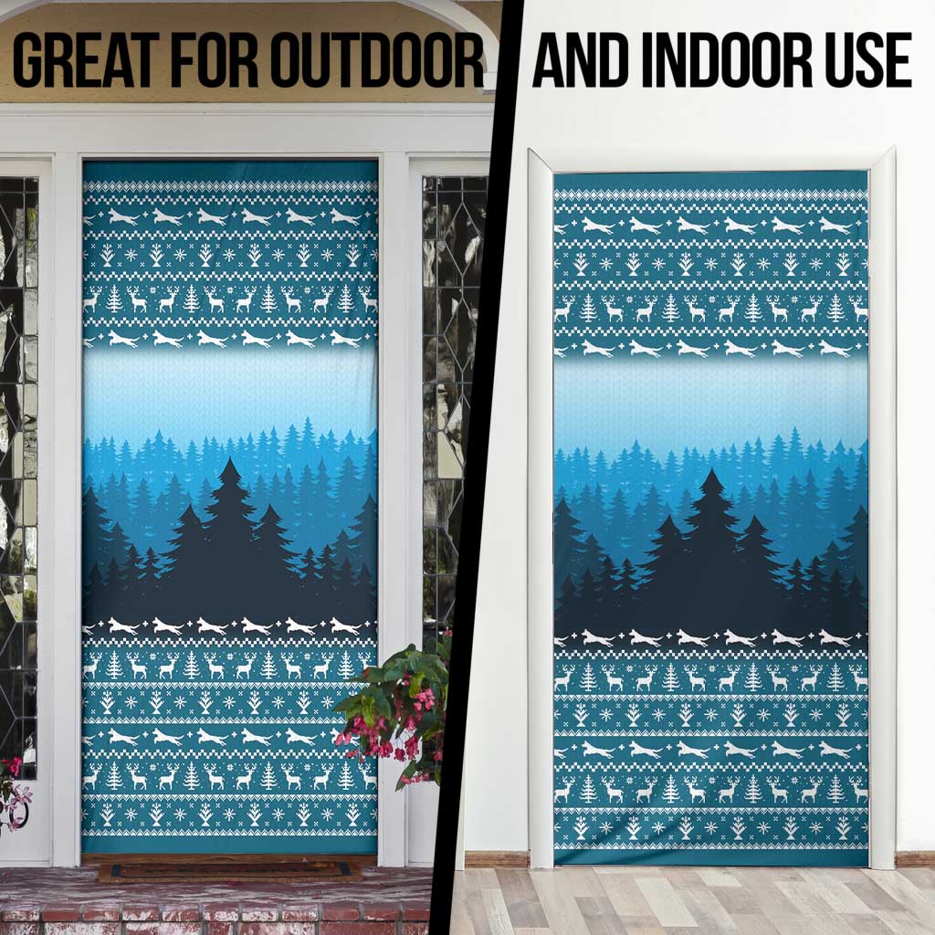 German Shepherd Christmas Door Cover with Walking in a Wonderland Quote and Santa Forest - Wonder Print Shop