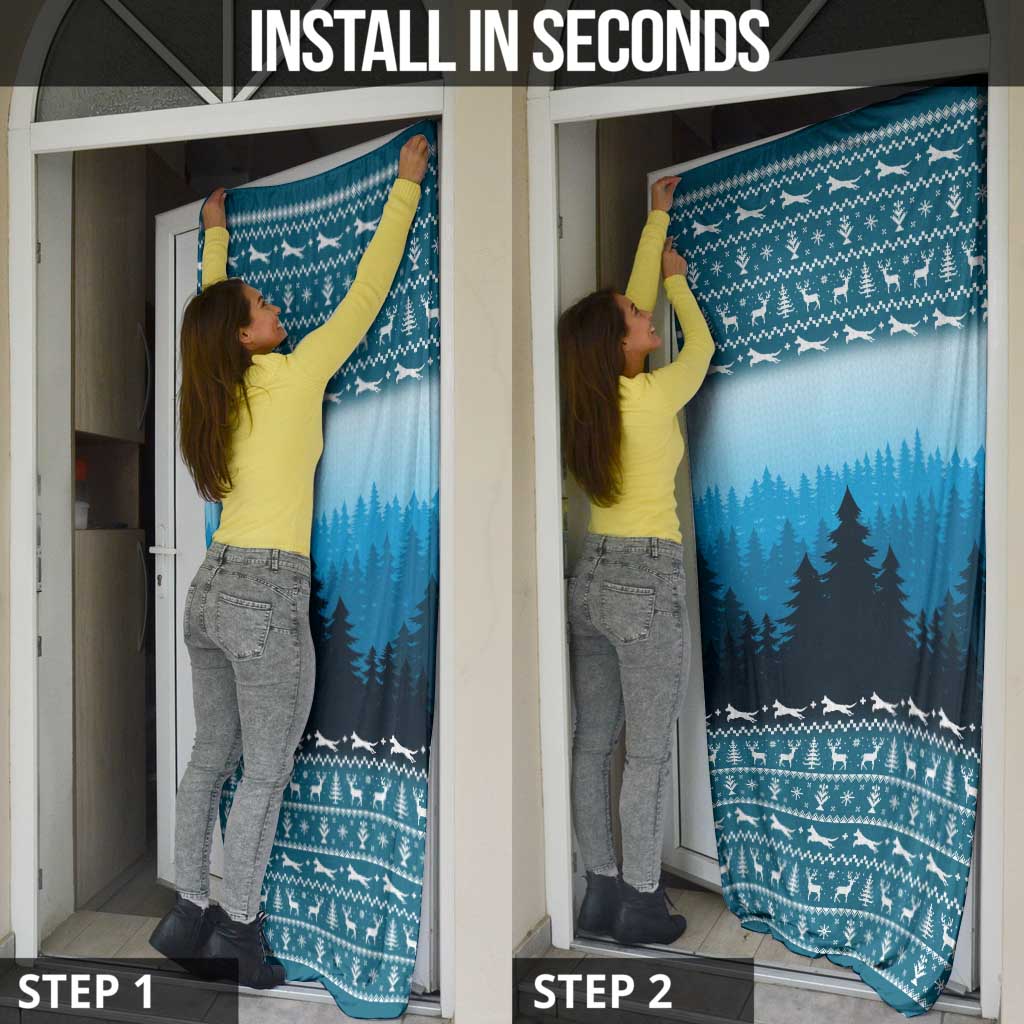 German Shepherd Christmas Door Cover with Walking in a Wonderland Quote and Santa Forest - Wonder Print Shop