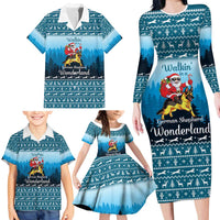 German Shepherd Christmas Family Matching Long Sleeve Bodycon Dress and Hawaiian Shirt with Walking in a Wonderland Quote and Santa Forest - Wonder Print Shop