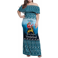 German Shepherd Christmas Family Matching Off Shoulder Maxi Dress and Hawaiian Shirt with Walking in a Wonderland Quote and Santa Forest - Wonder Print Shop