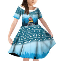 German Shepherd Christmas Family Matching Off Shoulder Short Dress and Hawaiian Shirt with Walking in a Wonderland Quote and Santa Forest - Wonder Print Shop