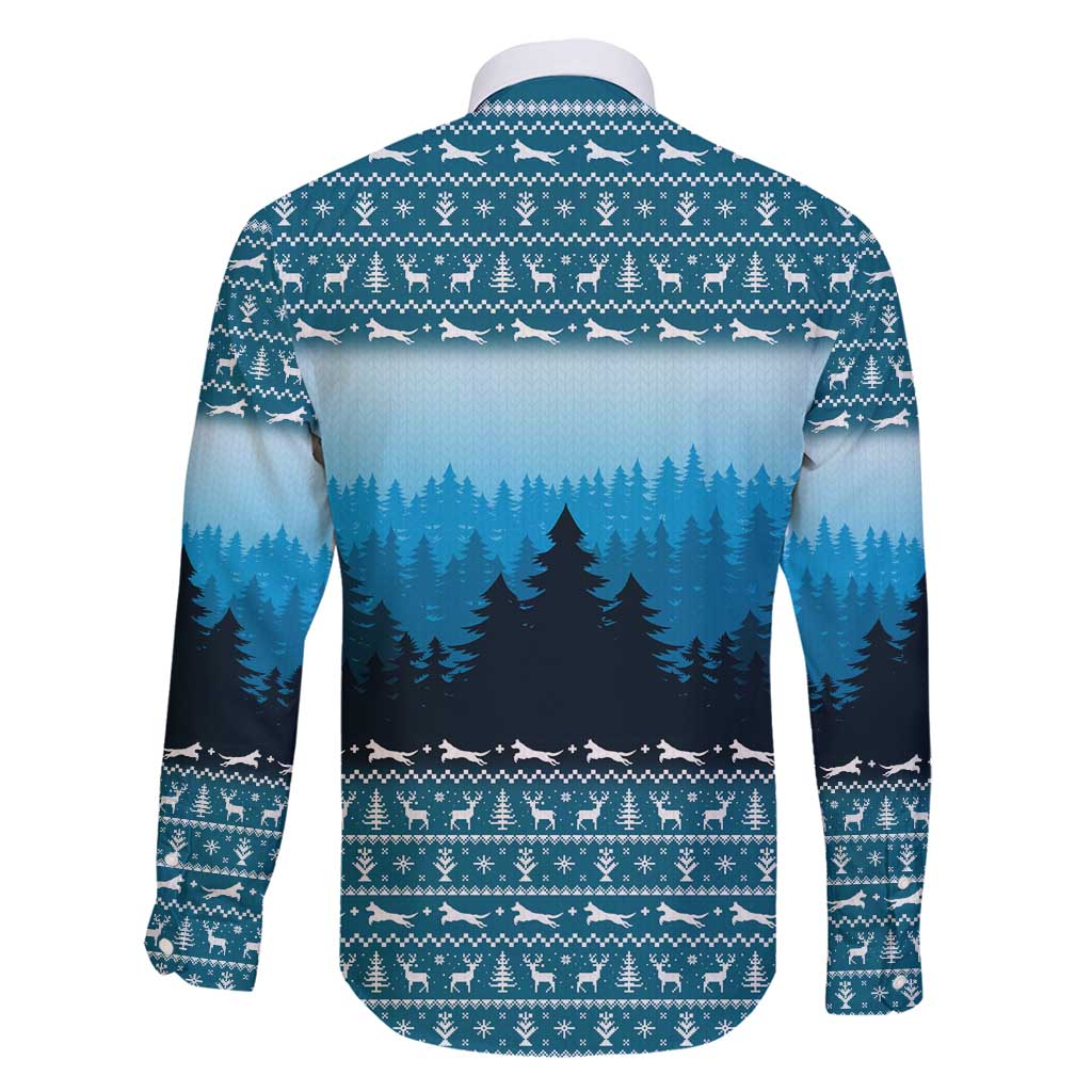 German Shepherd Christmas Family Matching Off Shoulder Short Dress and Hawaiian Shirt with Walking in a Wonderland Quote and Santa Forest - Wonder Print Shop