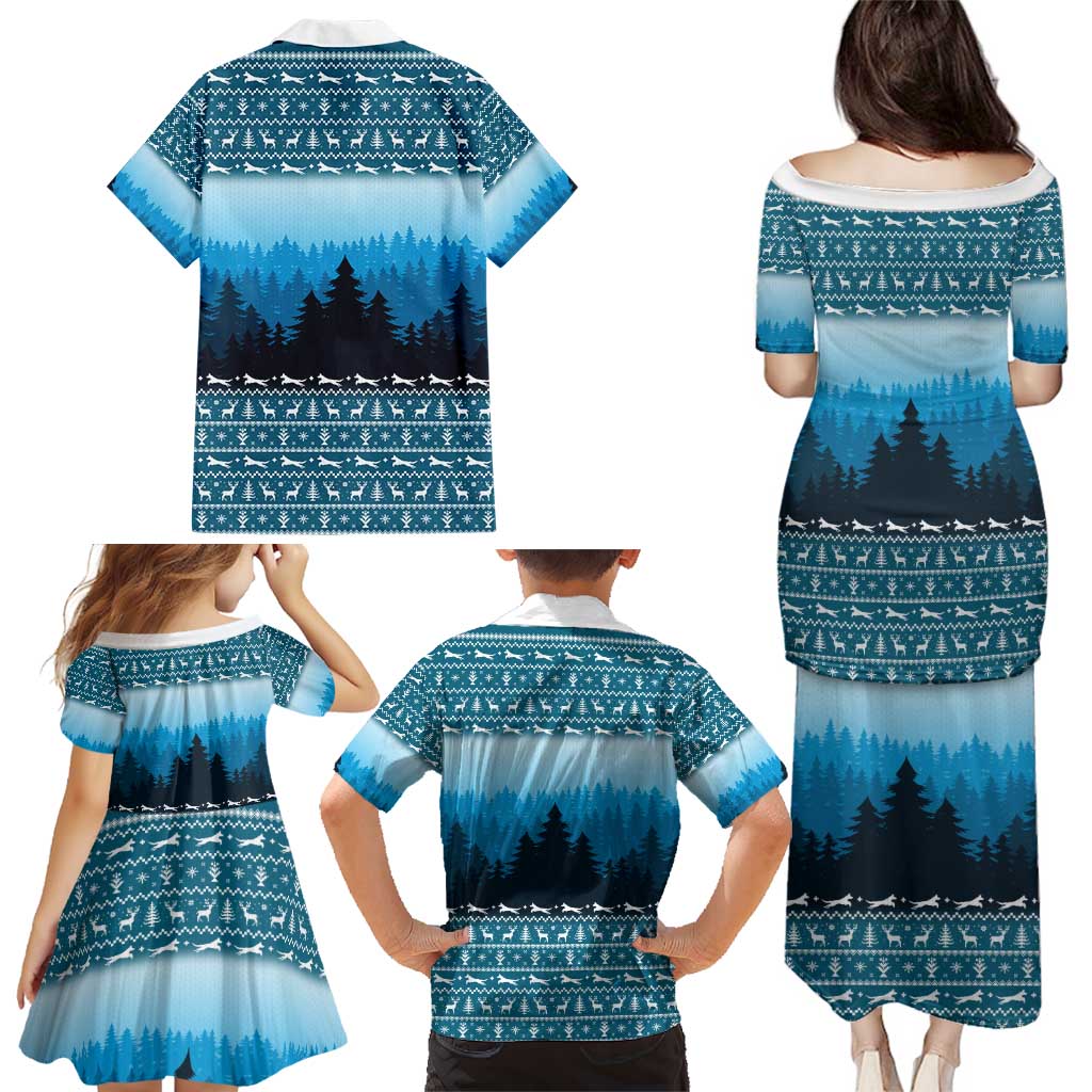 German Shepherd Christmas Family Matching Puletasi and Hawaiian Shirt with Walking in a Wonderland Quote and Santa Forest - Wonder Print Shop