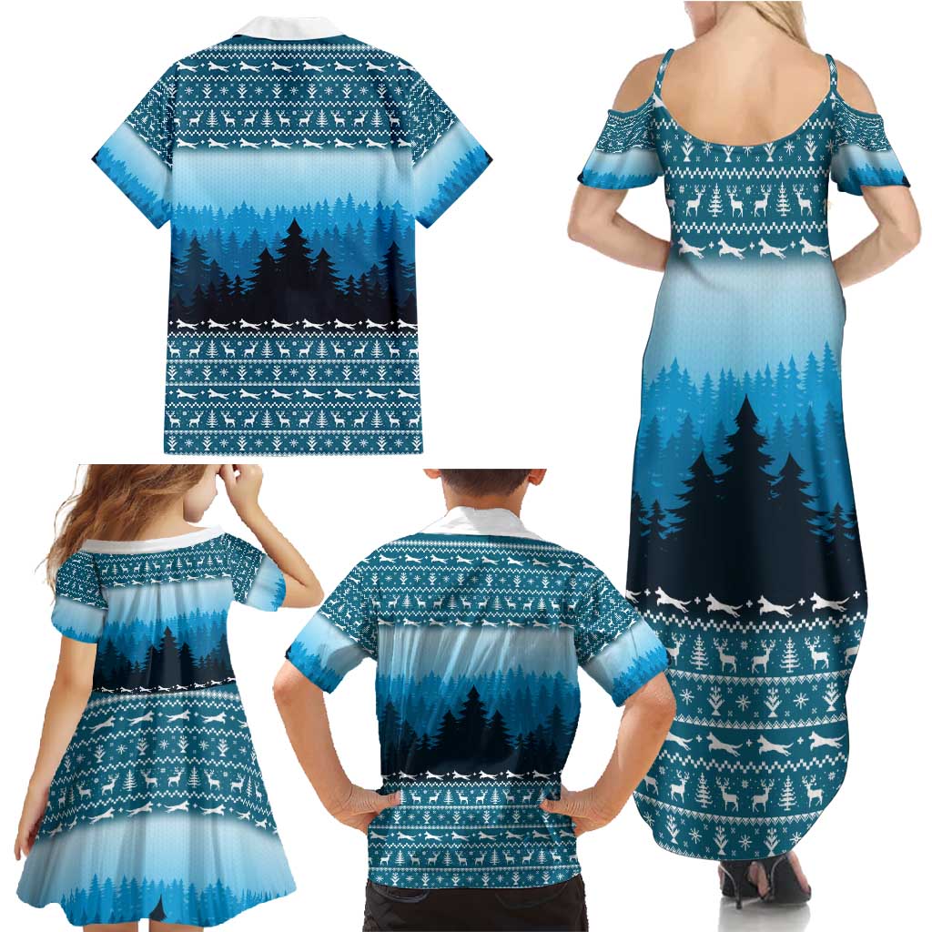 German Shepherd Christmas Family Matching Summer Maxi Dress and Hawaiian Shirt with Walking in a Wonderland Quote and Santa Forest - Wonder Print Shop