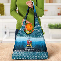 German Shepherd Christmas Grocery Bag with Walking in a Wonderland Quote and Santa Forest - Wonder Print Shop