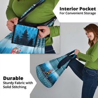 German Shepherd Christmas Grocery Bag with Walking in a Wonderland Quote and Santa Forest - Wonder Print Shop