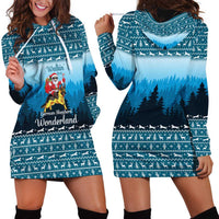 German Shepherd Christmas Hoodie Dress with Walking in a Wonderland Quote and Santa Forest - Wonder Print Shop