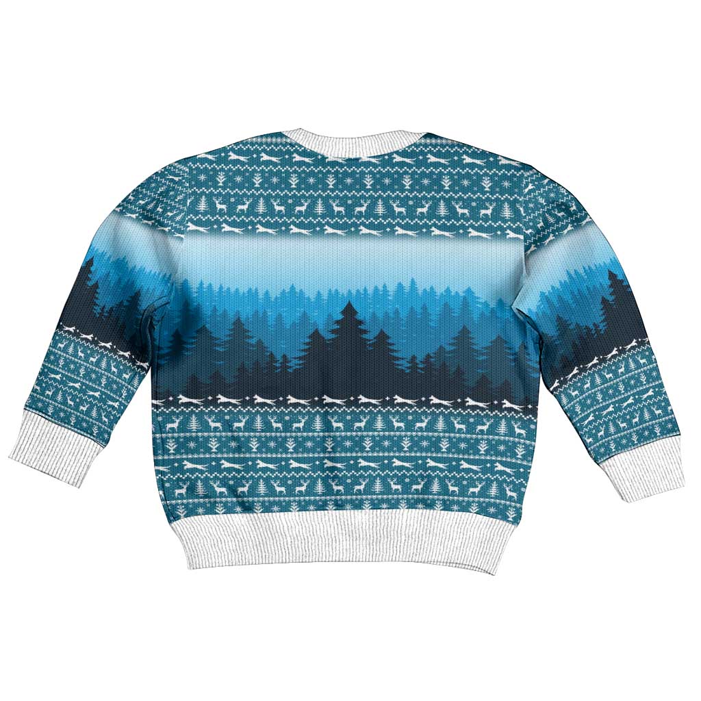 German Shepherd Christmas Kid Ugly Christmas Sweater with Walking in a Wonderland Quote and Santa Forest - Wonder Print Shop