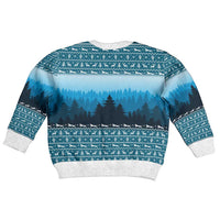 German Shepherd Christmas Kid Ugly Christmas Sweater with Walking in a Wonderland Quote and Santa Forest - Wonder Print Shop