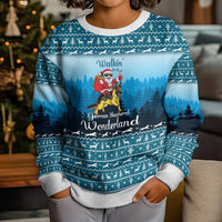 German Shepherd Christmas Kid Ugly Christmas Sweater with Walking in a Wonderland Quote and Santa Forest - Wonder Print Shop