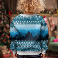 German Shepherd Christmas Kid Ugly Christmas Sweater with Walking in a Wonderland Quote and Santa Forest - Wonder Print Shop