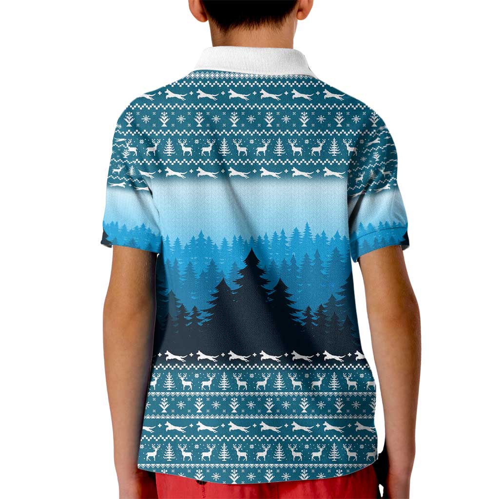 German Shepherd Christmas Kid Polo Shirt with Walking in a Wonderland Quote and Santa Forest - Wonder Print Shop