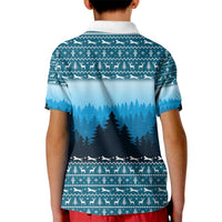 German Shepherd Christmas Kid Polo Shirt with Walking in a Wonderland Quote and Santa Forest - Wonder Print Shop