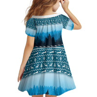 German Shepherd Christmas Kid Short Sleeve Dress with Walking in a Wonderland Quote and Santa Forest - Wonder Print Shop