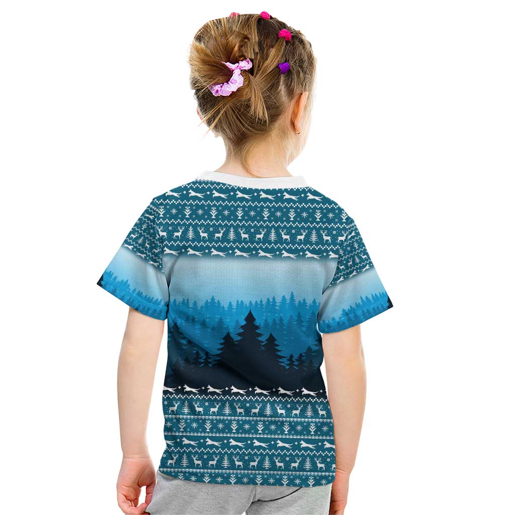 German Shepherd Christmas Kid T Shirt with Walking in a Wonderland Quote and Santa Forest - Wonder Print Shop