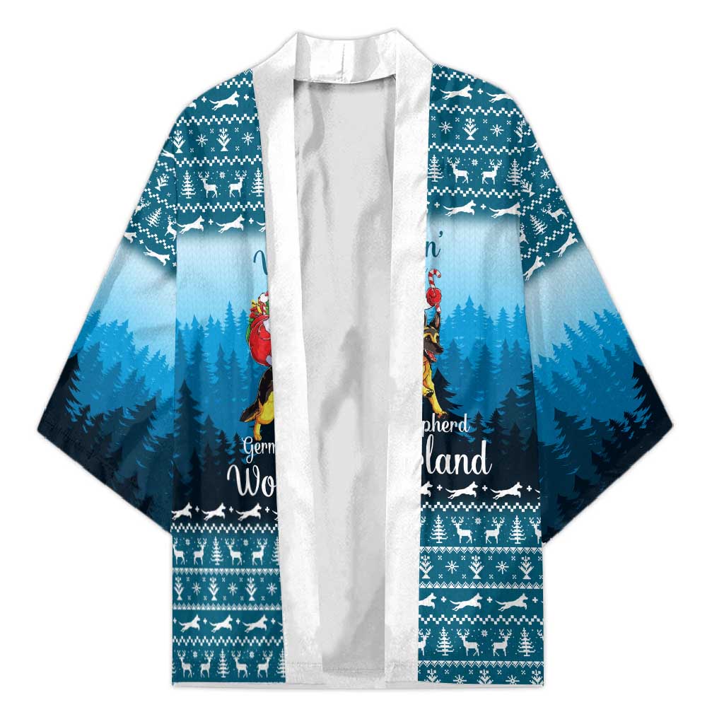 German Shepherd Christmas Kimono with Walking in a Wonderland Quote and Santa Forest - Wonder Print Shop