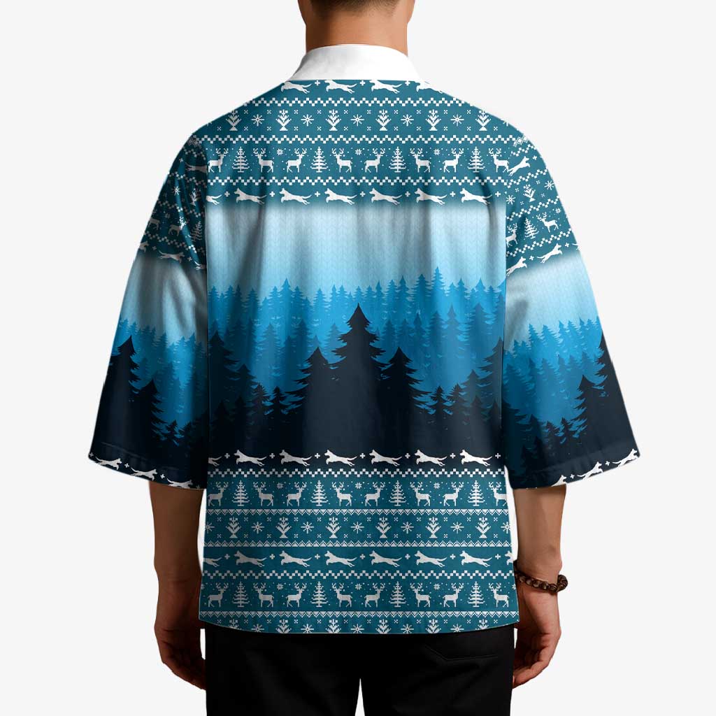 German Shepherd Christmas Kimono with Walking in a Wonderland Quote and Santa Forest - Wonder Print Shop