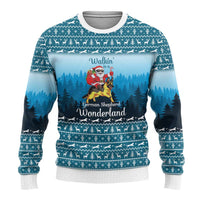 German Shepherd Christmas Ugly Christmas Sweater with Walking in a Wonderland Quote and Santa Forest - Wonder Print Shop