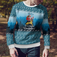 German Shepherd Christmas Ugly Christmas Sweater with Walking in a Wonderland Quote and Santa Forest - Wonder Print Shop