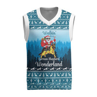 German Shepherd Christmas Knitted V-Neck Vest with Walking in a Wonderland Quote and Santa Forest - Wonder Print Shop