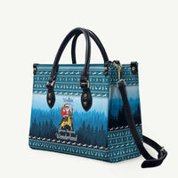 German Shepherd Christmas Leather Bag with Walking in a Wonderland Quote and Santa Forest - Wonder Print Shop