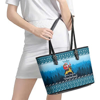 German Shepherd Christmas Leather Tote Bag with Walking in a Wonderland Quote and Santa Forest - Wonder Print Shop