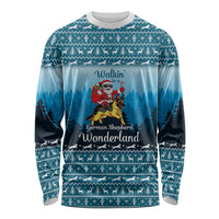German Shepherd Christmas Long Sleeve Shirt with Walking in a Wonderland Quote and Santa Forest - Wonder Print Shop