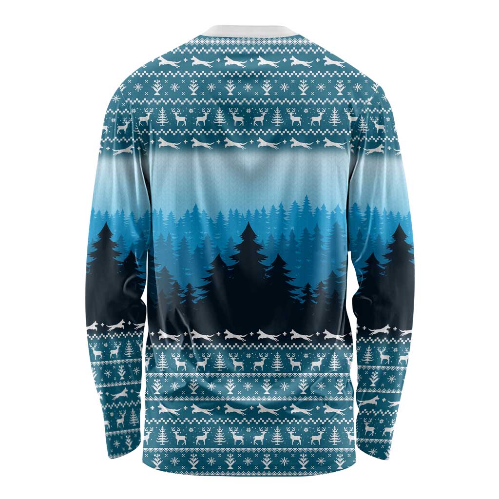 German Shepherd Christmas Long Sleeve Shirt with Walking in a Wonderland Quote and Santa Forest - Wonder Print Shop