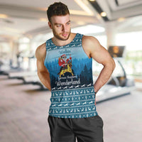 German Shepherd Christmas Men Tank Top with Walking in a Wonderland Quote and Santa Forest - Wonder Print Shop