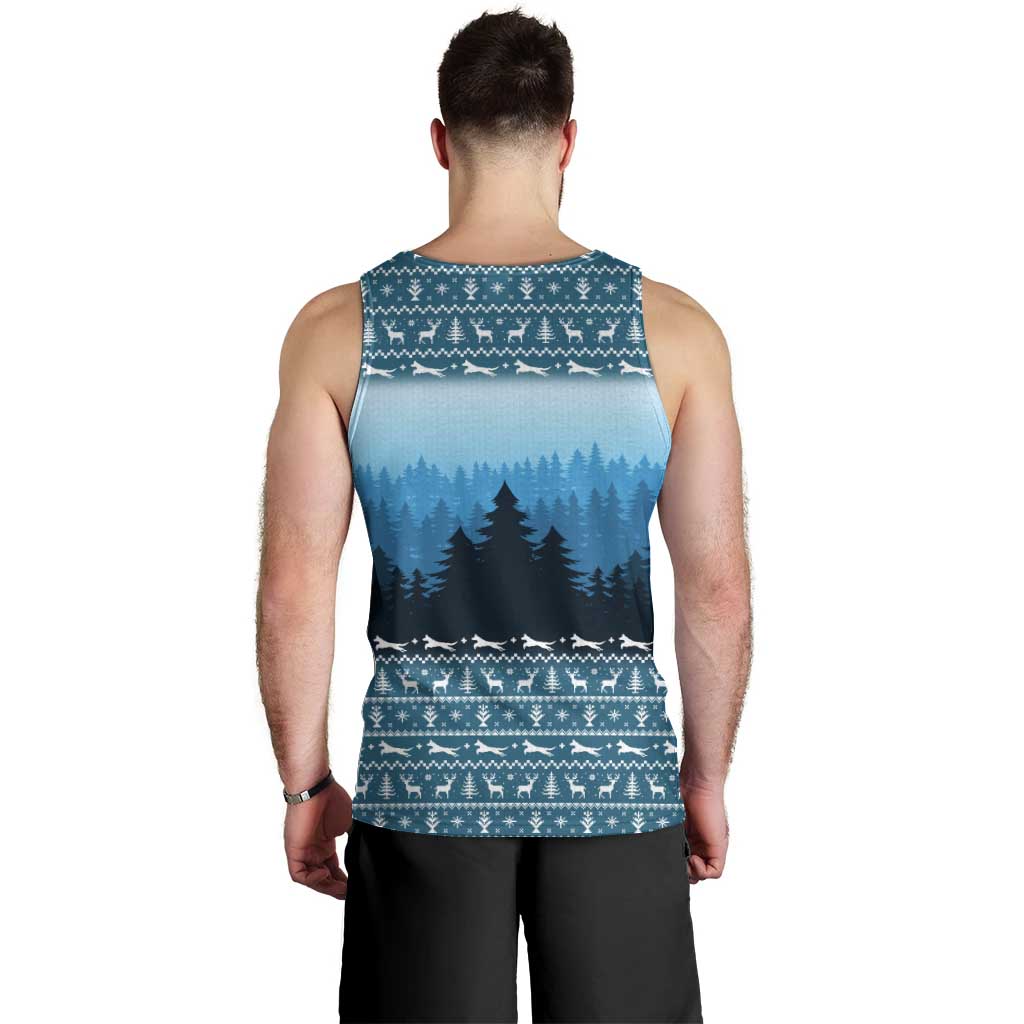 German Shepherd Christmas Men Tank Top with Walking in a Wonderland Quote and Santa Forest - Wonder Print Shop
