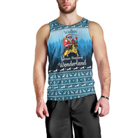 German Shepherd Christmas Men Tank Top with Walking in a Wonderland Quote and Santa Forest - Wonder Print Shop