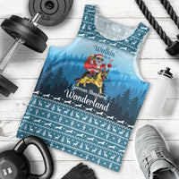 German Shepherd Christmas Men Tank Top with Walking in a Wonderland Quote and Santa Forest - Wonder Print Shop