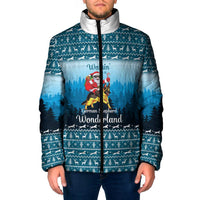 German Shepherd Christmas Padded Jacket with Walking in a Wonderland Quote and Santa Forest - Wonder Print Shop