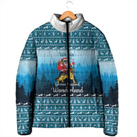 German Shepherd Christmas Padded Jacket with Walking in a Wonderland Quote and Santa Forest - Wonder Print Shop