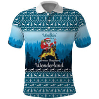 German Shepherd Christmas Polo Shirt with Walking in a Wonderland Quote and Santa Forest - Wonder Print Shop