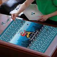 German Shepherd Christmas Puzzle with Walking in a Wonderland Quote and Santa Forest - Wonder Print Shop