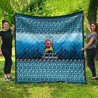 German Shepherd Christmas Quilt with Walking in a Wonderland Quote and Santa Forest - Wonder Print Shop
