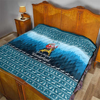 German Shepherd Christmas Quilt with Walking in a Wonderland Quote and Santa Forest - Wonder Print Shop
