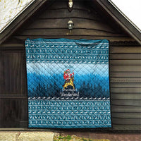 German Shepherd Christmas Quilt with Walking in a Wonderland Quote and Santa Forest - Wonder Print Shop