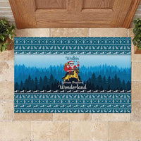 German Shepherd Christmas Rubber Doormat with Walking in a Wonderland Quote and Santa Forest - Wonder Print Shop