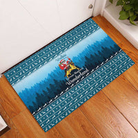 German Shepherd Christmas Rubber Doormat with Walking in a Wonderland Quote and Santa Forest - Wonder Print Shop