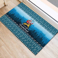 German Shepherd Christmas Rubber Doormat with Walking in a Wonderland Quote and Santa Forest - Wonder Print Shop