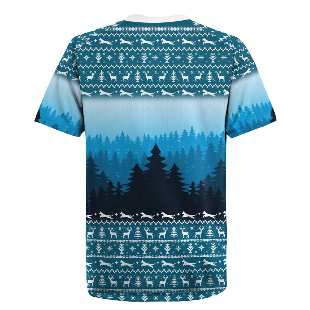 German Shepherd Christmas Rugby Jersey with Walking in a Wonderland Quote and Santa Forest - Wonder Print Shop