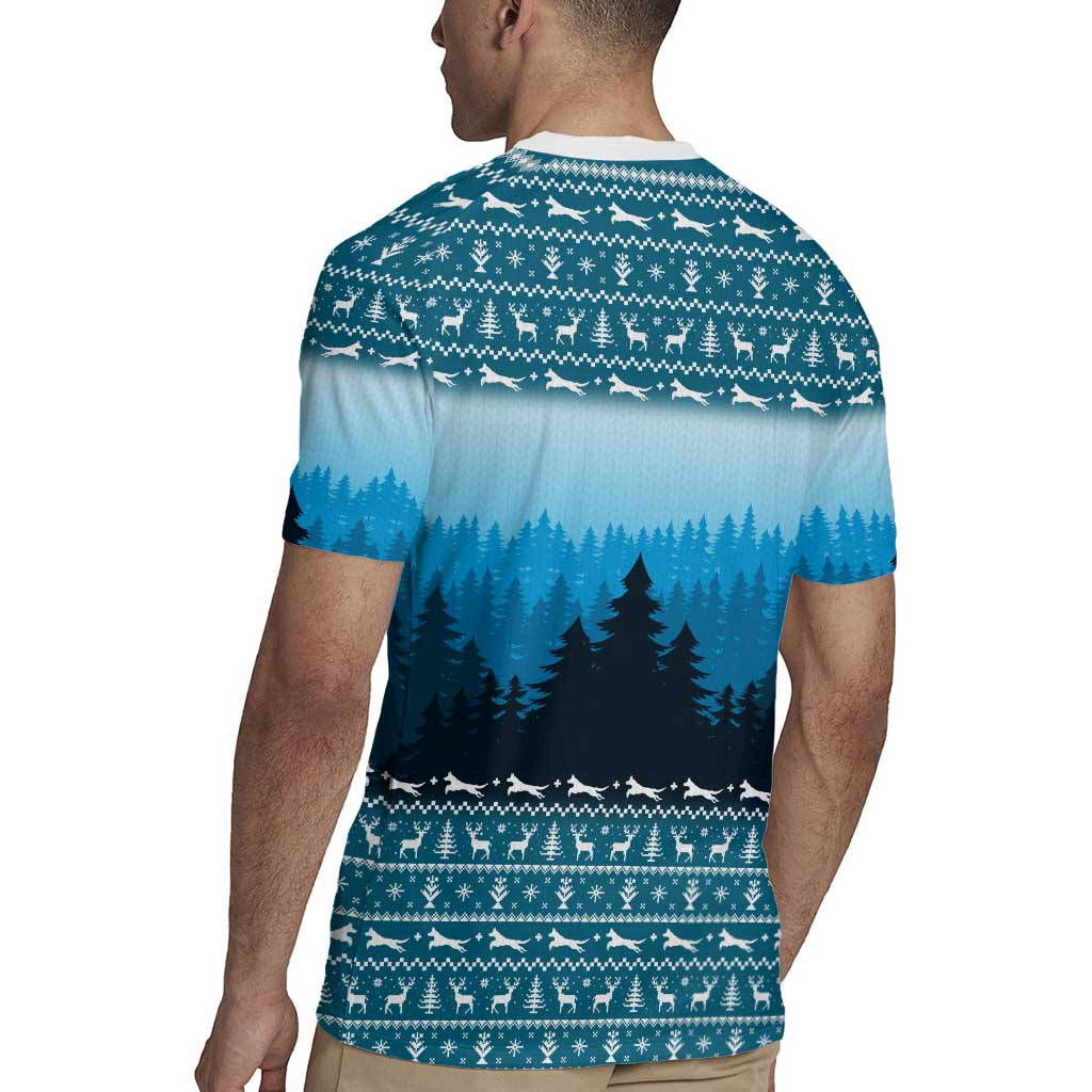 German Shepherd Christmas Rugby Jersey with Walking in a Wonderland Quote and Santa Forest - Wonder Print Shop