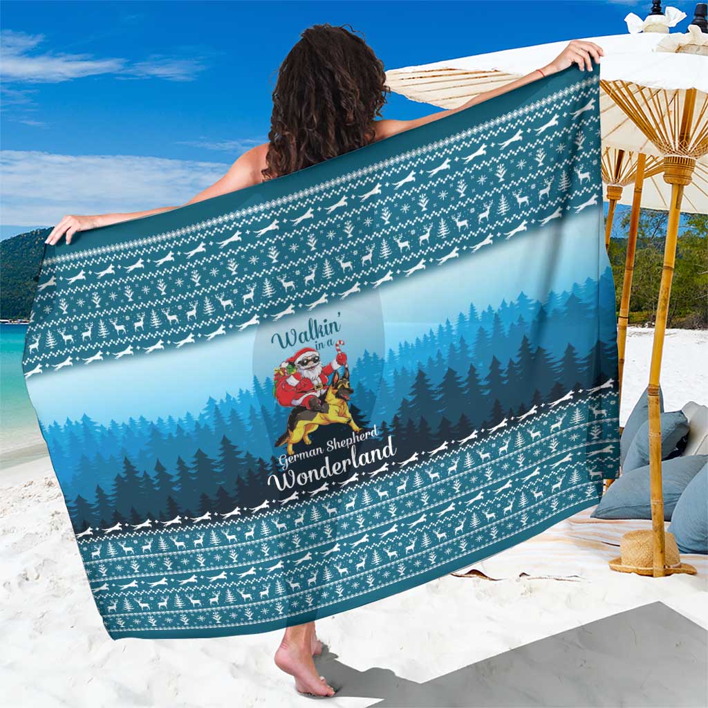 German Shepherd Christmas Sarong with Walking in a Wonderland Quote and Santa Forest - Wonder Print Shop