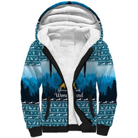 German Shepherd Christmas Sherpa Hoodie with Walking in a Wonderland Quote and Santa Forest - Wonder Print Shop