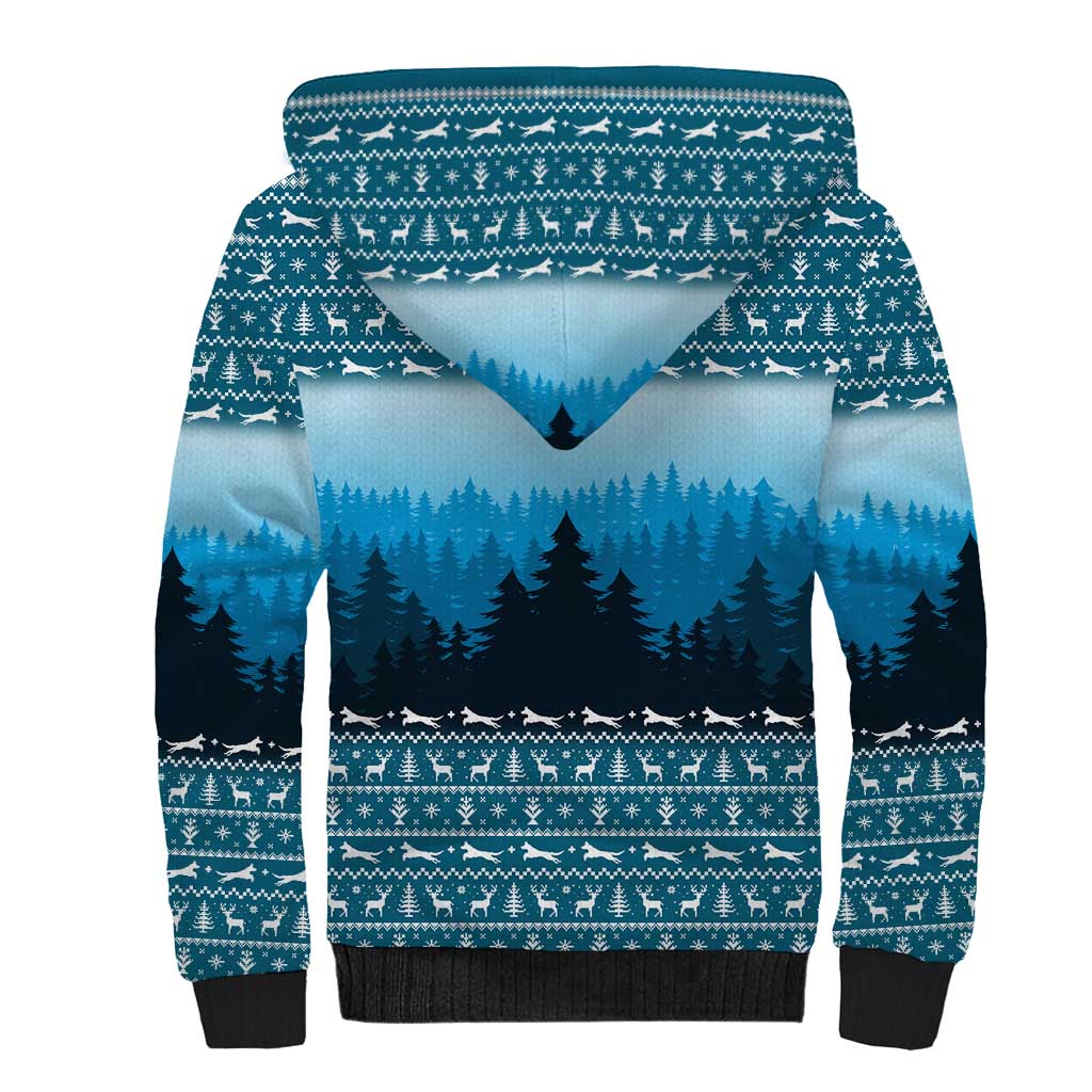 German Shepherd Christmas Sherpa Hoodie with Walking in a Wonderland Quote and Santa Forest - Wonder Print Shop