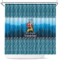 German Shepherd Christmas Shower Curtain with Walking in a Wonderland Quote and Santa Forest - Wonder Print Shop