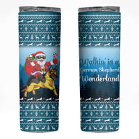 German Shepherd Christmas Skinny Tumbler with Walking in a Wonderland Quote and Santa Forest - Wonder Print Shop