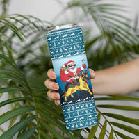 German Shepherd Christmas Skinny Tumbler with Walking in a Wonderland Quote and Santa Forest - Wonder Print Shop